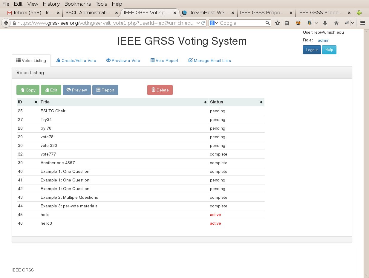 Evote System IEEE GRSS eVote System: Administrator's Manual