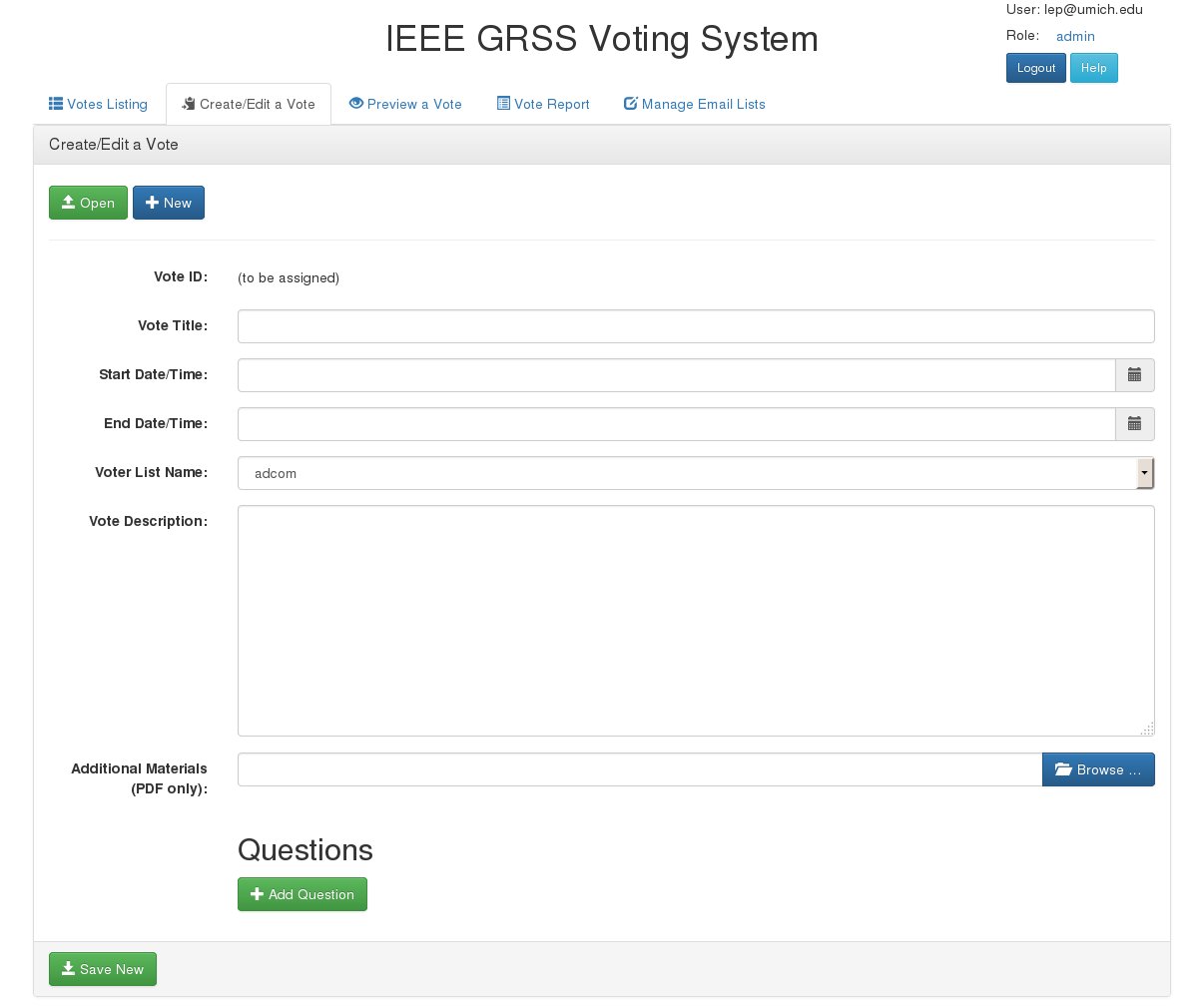 Evote System IEEE GRSS eVote System: Administrator's Manual